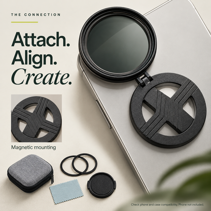 52mm Magnetic Phone Camera Filter Kit with Foldable Mount - 13 Filter Styles