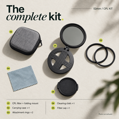 52mm Magnetic Phone Camera Filter Kit with Foldable Mount - 13 Filter Styles