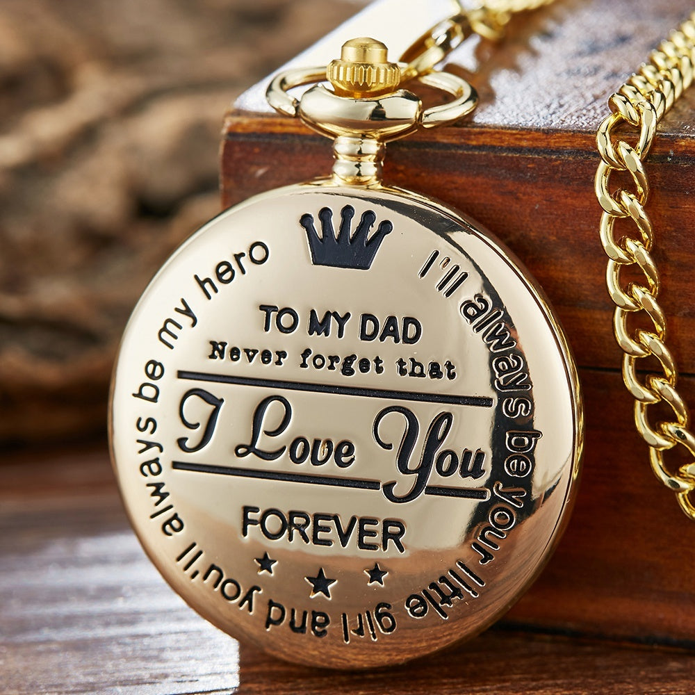 Engraved Quartz Pocket Watch