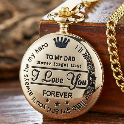 Engraved Quartz Pocket Watch