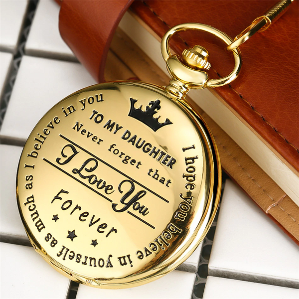 Engraved Quartz Pocket Watch