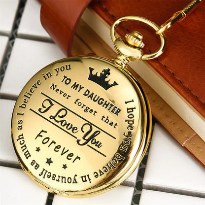 Engraved Quartz Pocket Watch