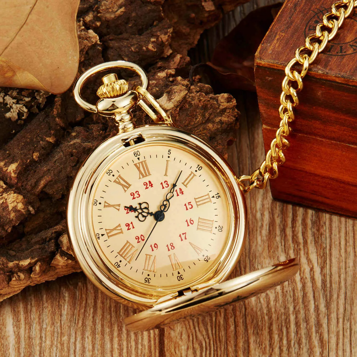 Engraved Quartz Pocket Watch