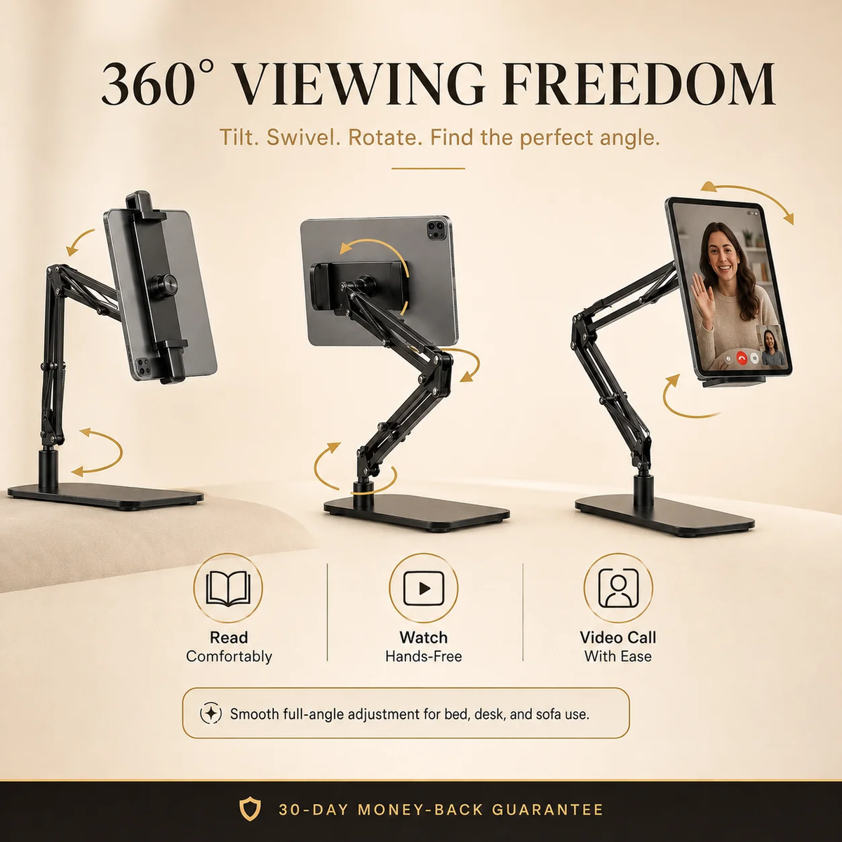 Hidden Bedside Retractable Phone & Tablet Holder