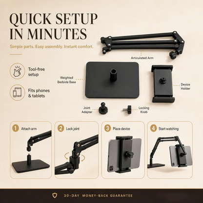 Hidden Bedside Retractable Phone & Tablet Holder