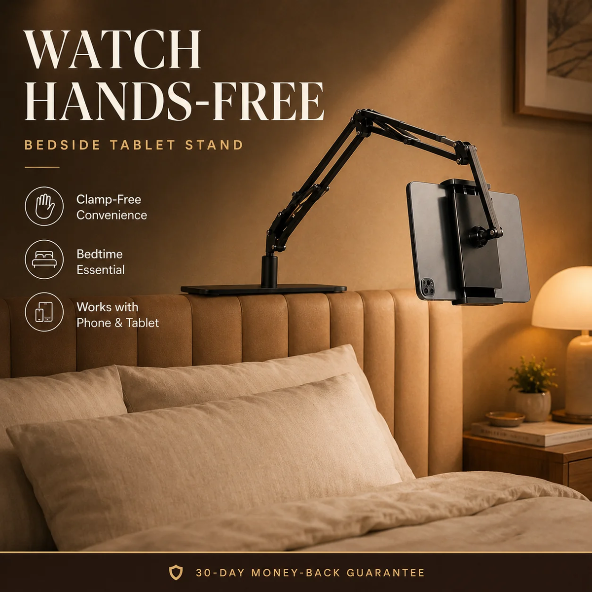 Hidden Bedside Retractable Phone & Tablet Holder