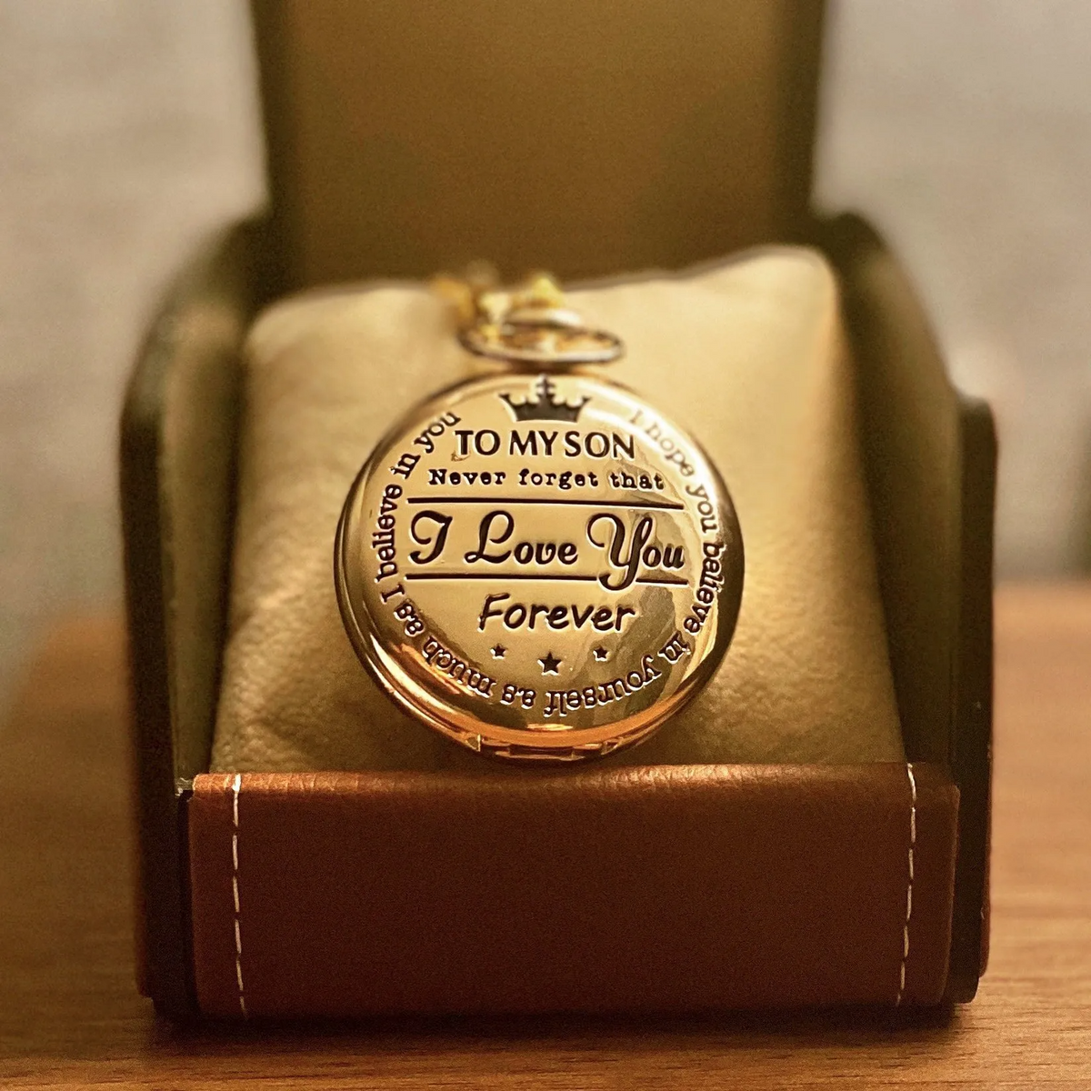 Engraved Quartz Pocket Watch