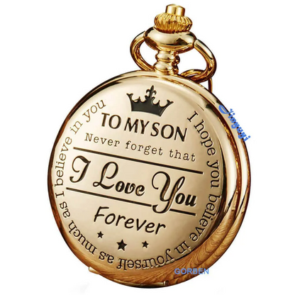 Engraved Quartz Pocket Watch