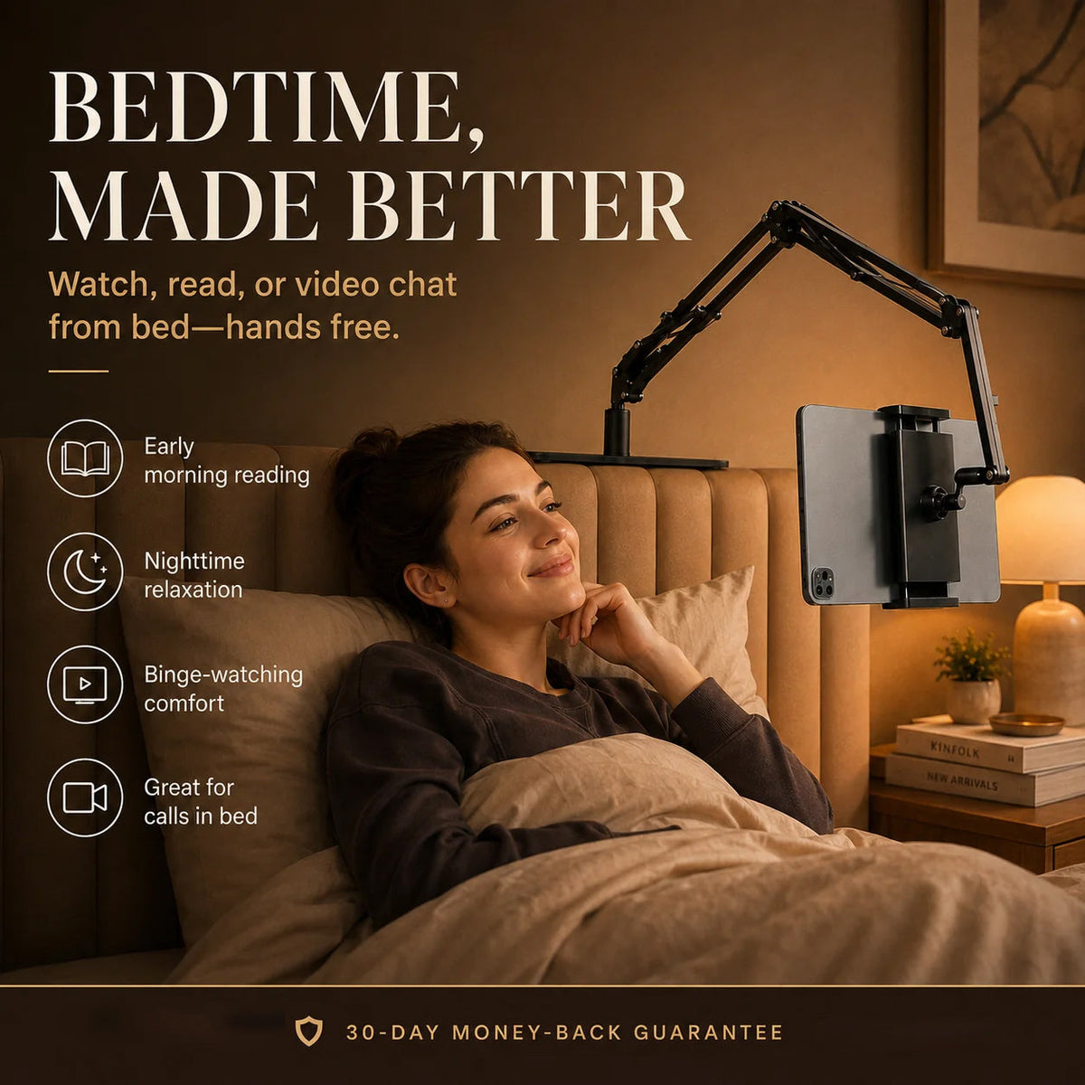 Hidden Bedside Retractable Phone & Tablet Holder