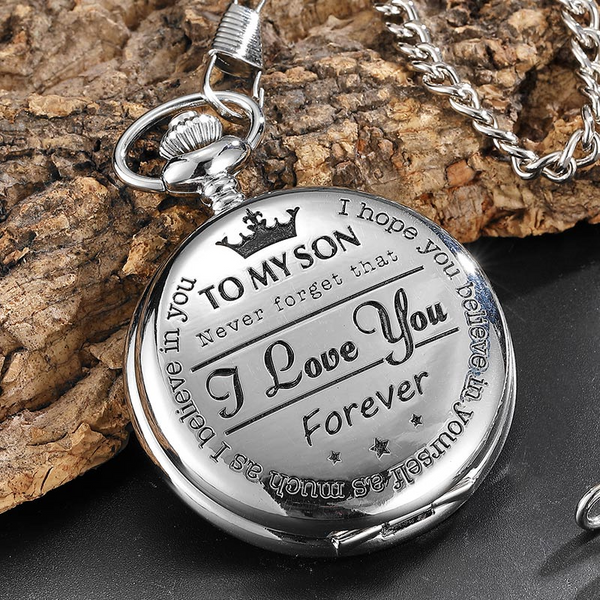 Engraved Quartz Pocket Watch
