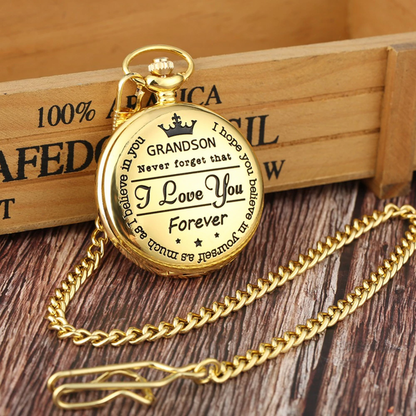 Engraved Quartz Pocket Watch