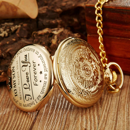 Engraved Quartz Pocket Watch