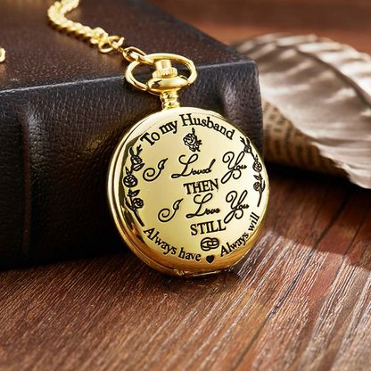Engraved Quartz Pocket Watch