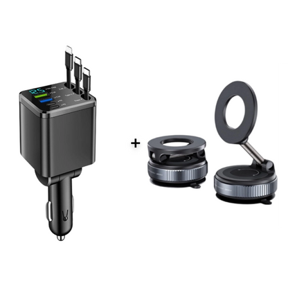 7-in-1 Retractable Car Charger with Voltage Display