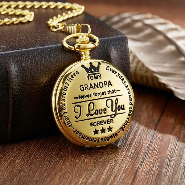 Engraved Quartz Pocket Watch
