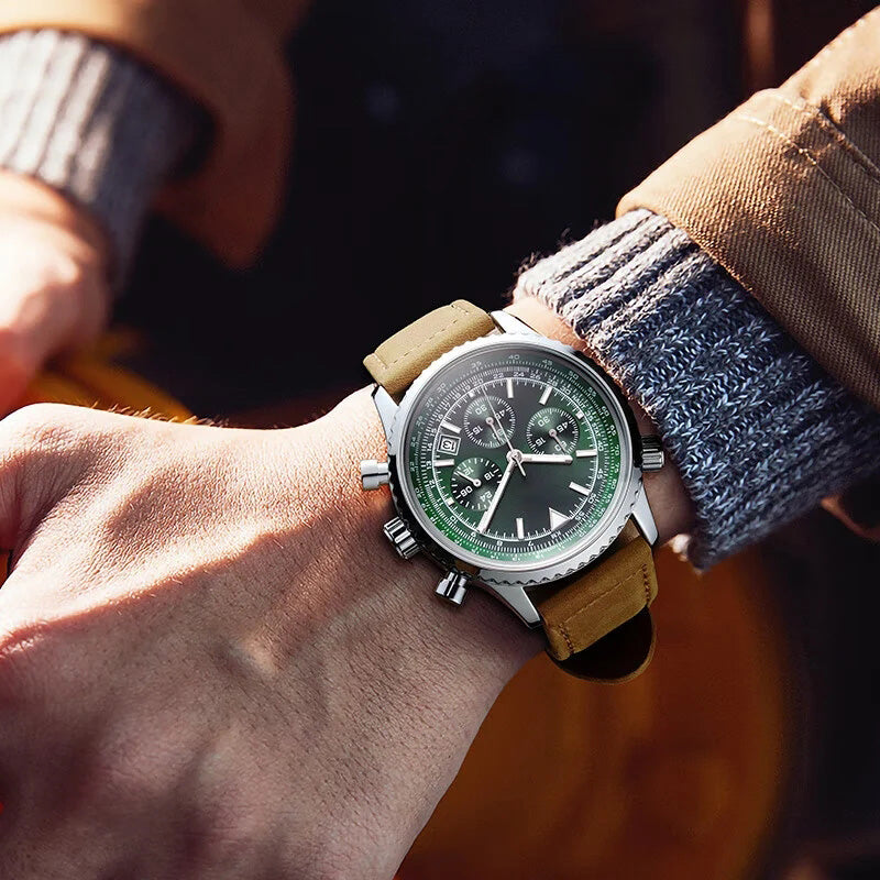 （ ） Men's Multifunction Chronograph Waterproof Date Analog Quartz Watch