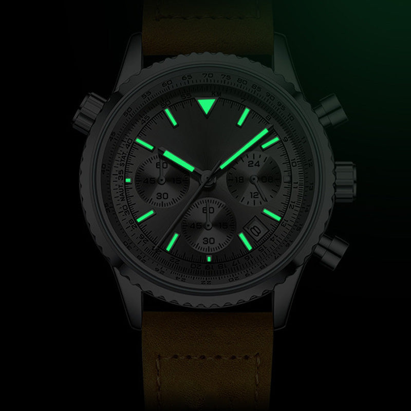 （ ） Men's Multifunction Chronograph Waterproof Date Analog Quartz Watch