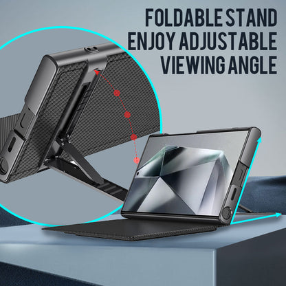 Folding Stand Phone Case with Card Holder for compatible device S24Ultra