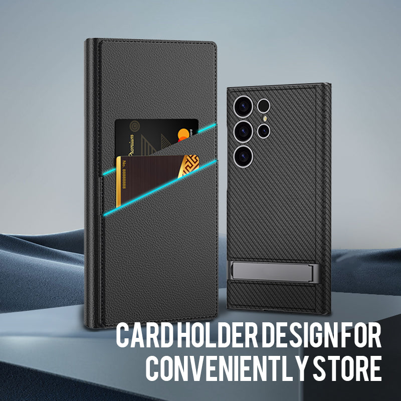 Folding Stand Phone Case with Card Holder for compatible device S24Ultra