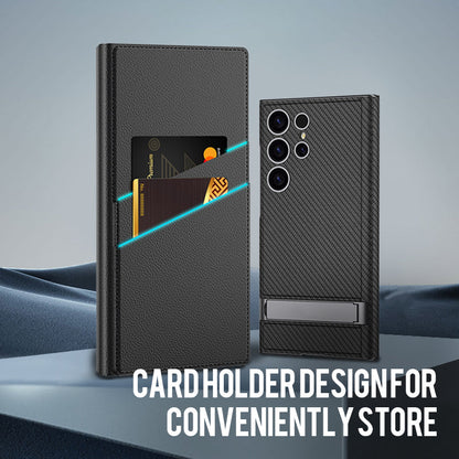 Folding Stand Phone Case with Card Holder for compatible device S24Ultra