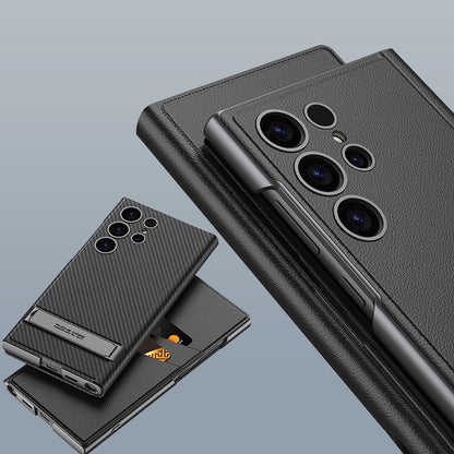 Folding Stand Phone Case with Card Holder for compatible device S24Ultra