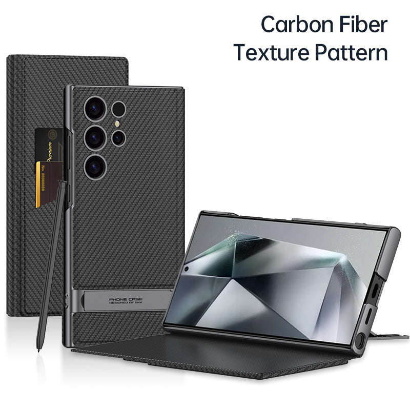 Folding Stand Phone Case with Card Holder for compatible device S24Ultra