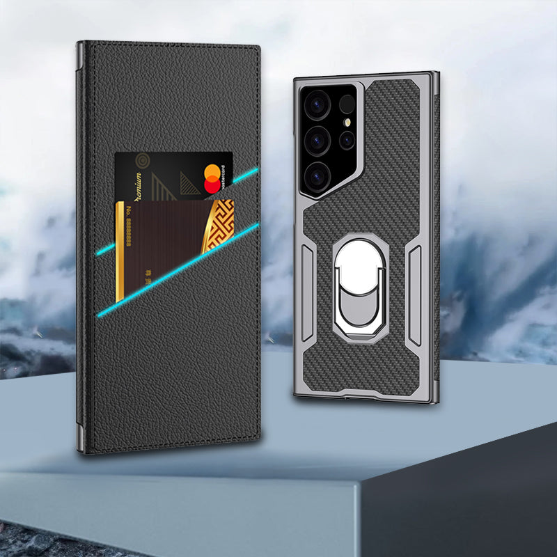 Fashion Flip Ring Stand Phone Case with Card Holder