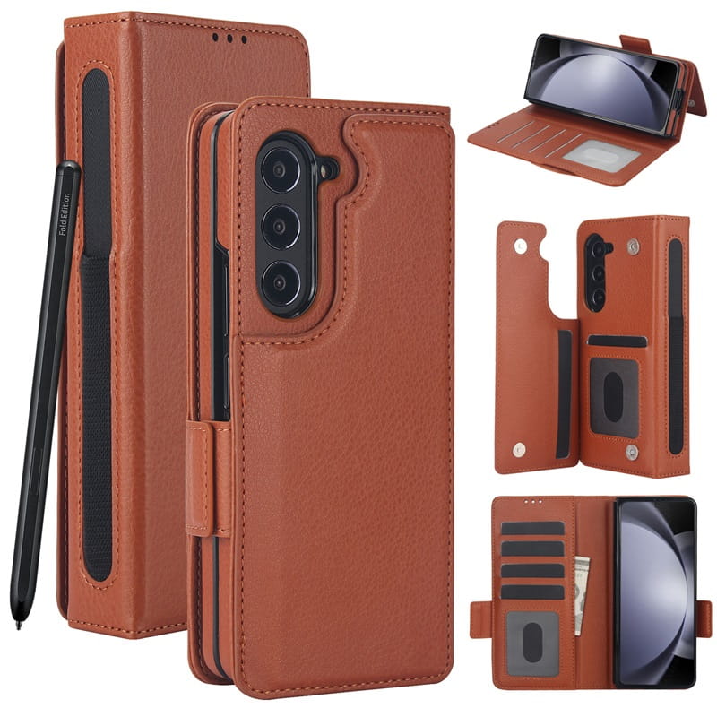 Multifunctional Leather Case for compatible device Z Fold 3/4/5