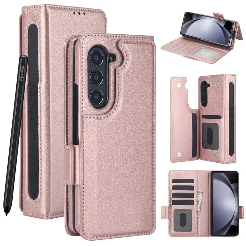 Multifunctional Leather Case for compatible device Z Fold 3/4/5
