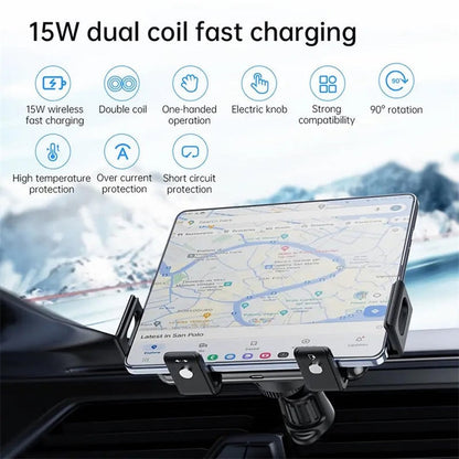 Dual Coil Wireless Car Charger Phone Mount