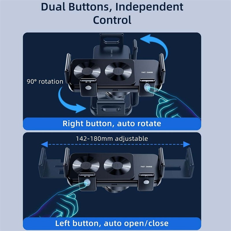 Dual Coil Wireless Car Charger Phone Mount