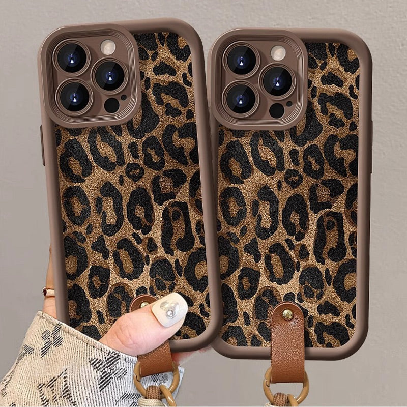Leopard Print compatible device Case with Lanyard