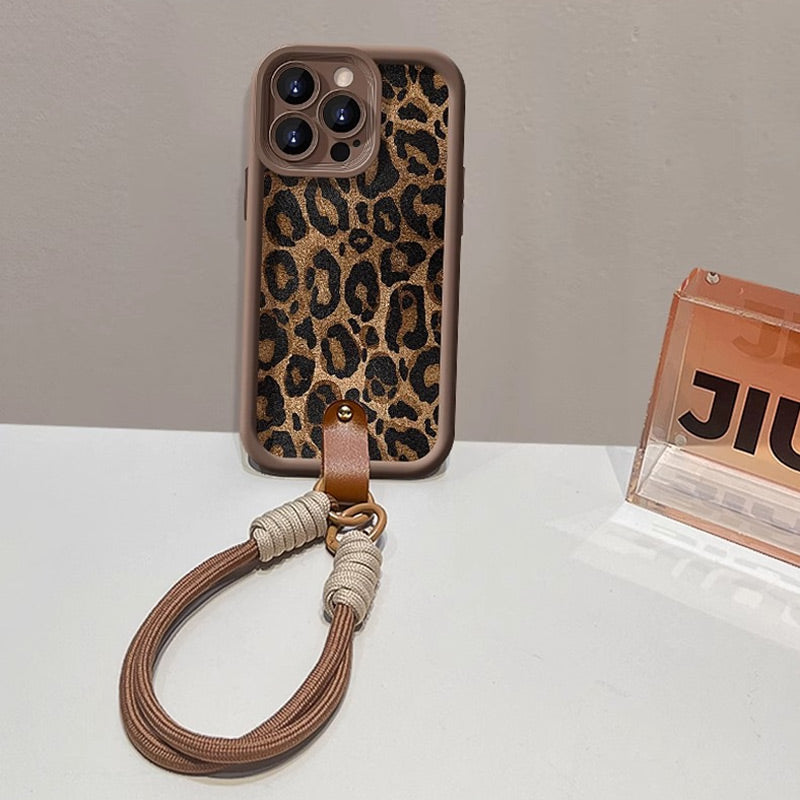 Leopard Print compatible device Case with Lanyard