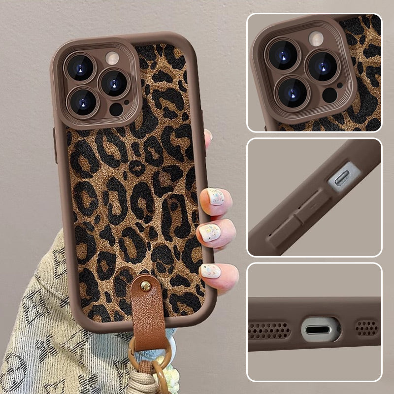 Leopard Print compatible device Case with Lanyard