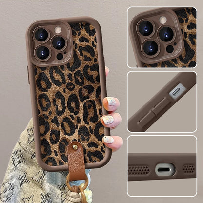 Leopard Print compatible device Case with Lanyard