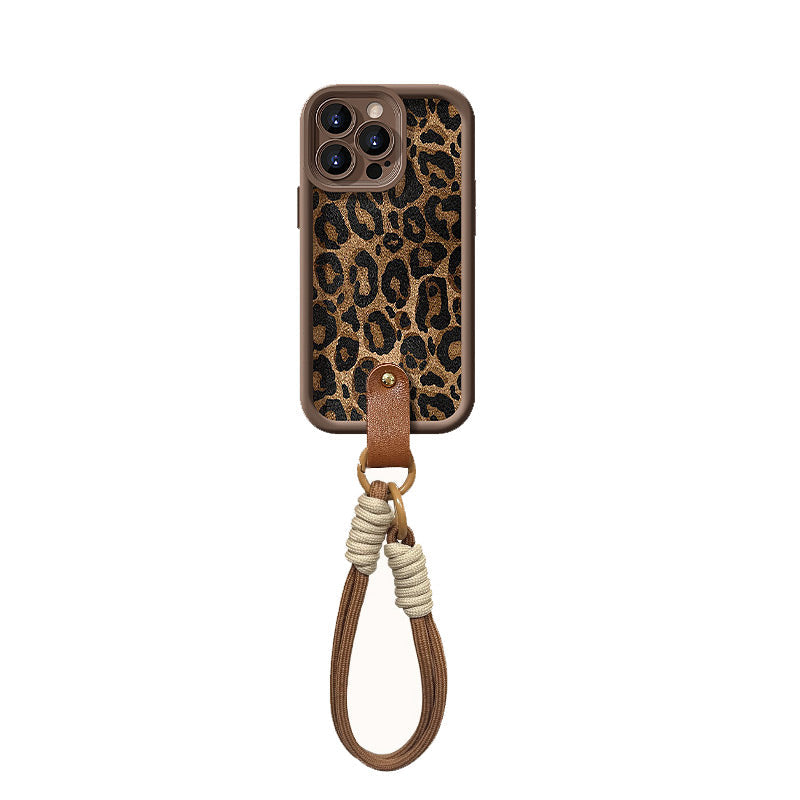 Leopard Print compatible device Case with Lanyard