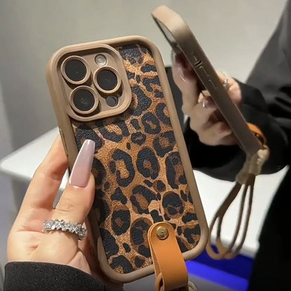 Leopard Print compatible device Case with Lanyard