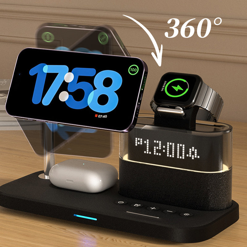 3-in-1 Wireless Charging Station with Alarm Clock