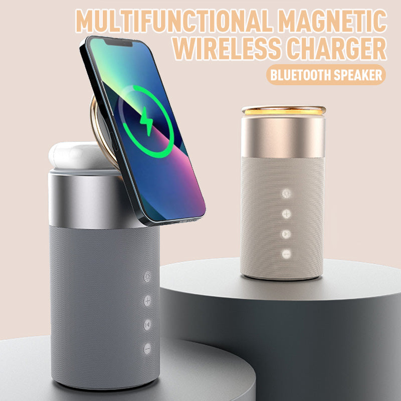 Multifunctional Magnetic Wireless Charger with Bluetooth Speaker