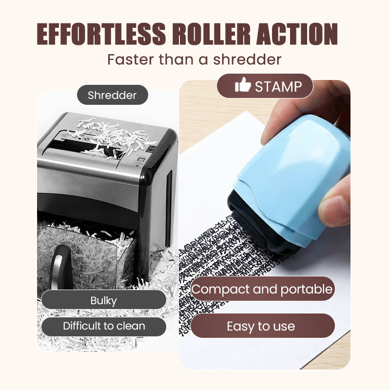 Privacy Roller Stamp – Hide personal info instantly. No shredding needed. Refillable & portable