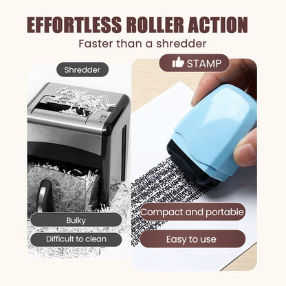 Privacy Roller Stamp – Hide personal info instantly. No shredding needed. Refillable & portable