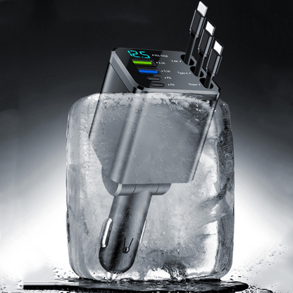 7-in-1 Retractable Car Charger with Voltage Display