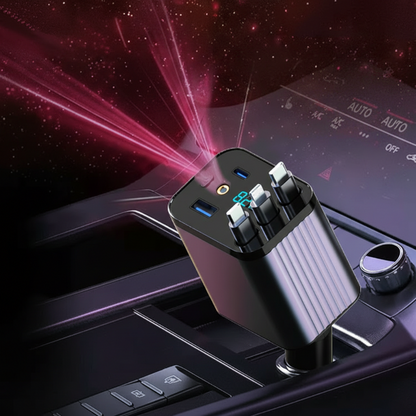 7-in-1 Retractable Car Charger with Voltage Display